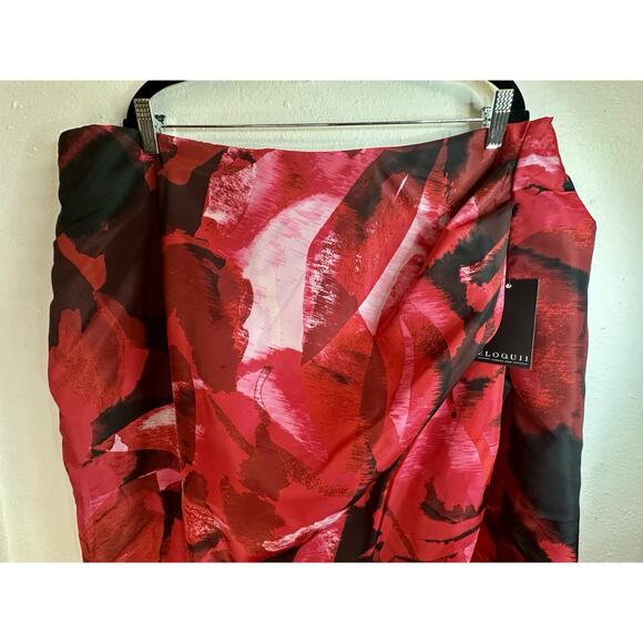 NWT Eloquii Red Pink & Black Maxi Skirt With Slit Size 18 - Picture 3 of 5